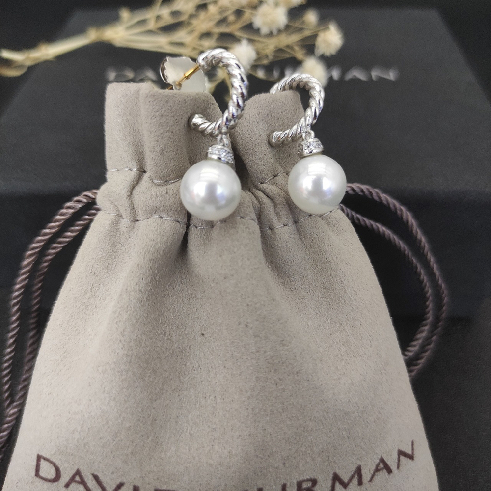 David Yurman pearl earrings, white gold and yellow gold - Picture 1 of 4